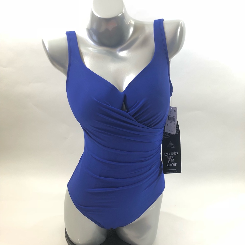 Miraclesuit Swim Blue Escape Surplice Underwire - Picture 3 of 8